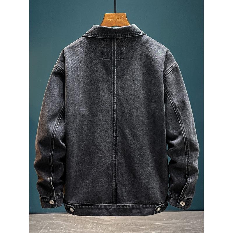 Veste en jean délavé Vintage pour hommes, coupe ample, surdimensionnée, manteau de travail de camionneur, grande taille, vêtements d'extérieur dé