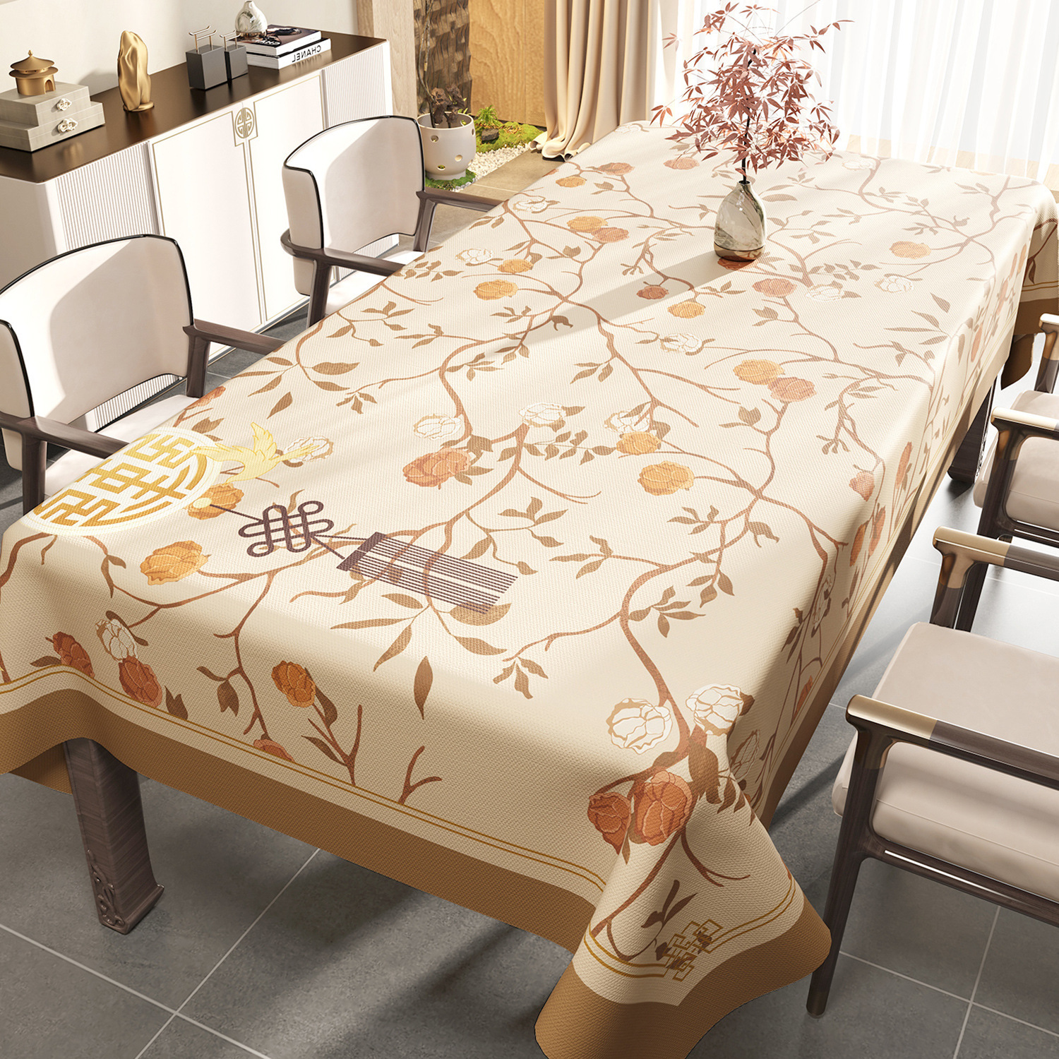 Nappe de Table rectangulaire personnalisée, nouveau Style chinois, imperméable, résistante à l'huile et facile à nettoyer, YL-39337