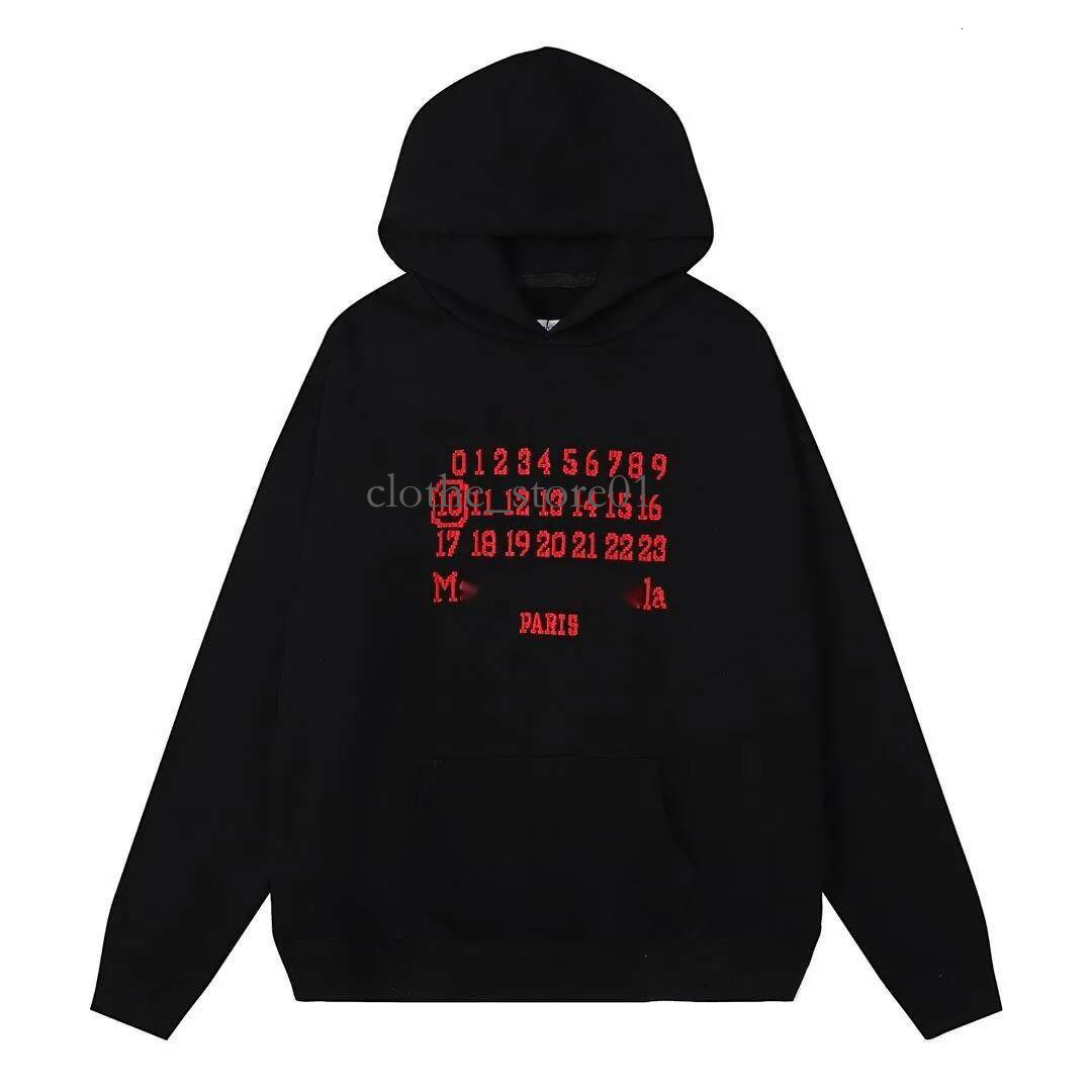 Maisonness Margeilaness Sweatshirt Margl Hoodie Multi Pattern Calendar Peint Graphic Tee Y2k Harajuku Mm6 Digital Hooded Sweatshirt Maison Women Mar