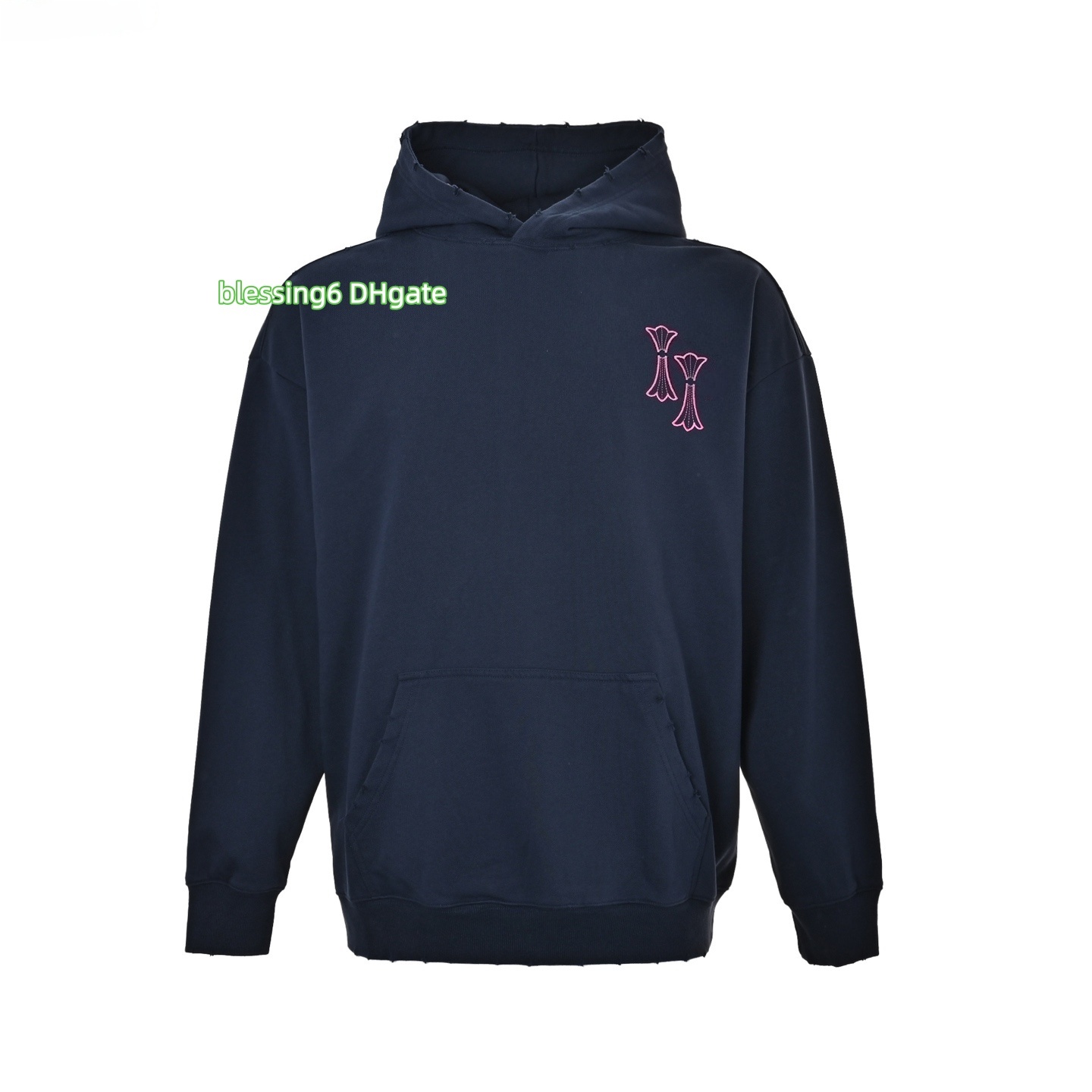 Chrome designer men's hoodie worn out pullover hoodie couple sports top kangaroo pocket loose long sleeved casual street sports shirt pure cott