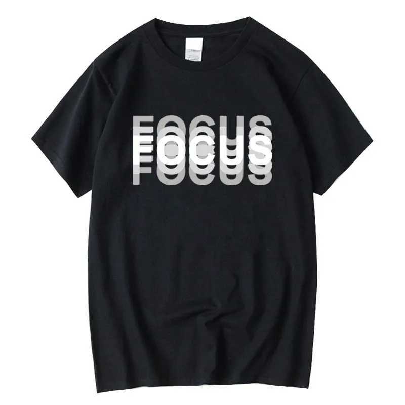 Summer Men's Cotton Blend High Quality Casual Sports Loose Oversized Funny Focus Print Round Neck Short Sved T-shirt Tops Q261015