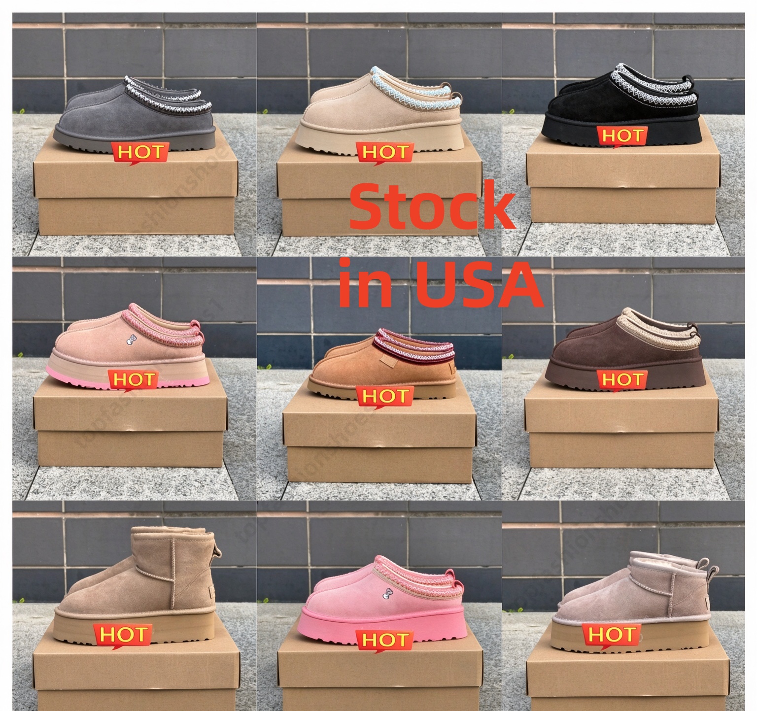 With Box Designer Boots Women Platform Shoes Goldenstar Evelina Clog Fur Slides Tasman Slippers Australia Tazz Boots Winter Sheepskin Suede Warm Sli