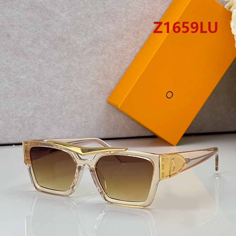 Designer Men Retro Rectangular Sunglasses Women Z1659LU Transparent Champagne Frame Brown Gradient Lenses UV400 Gold Tone Side Plates City Walks Wit