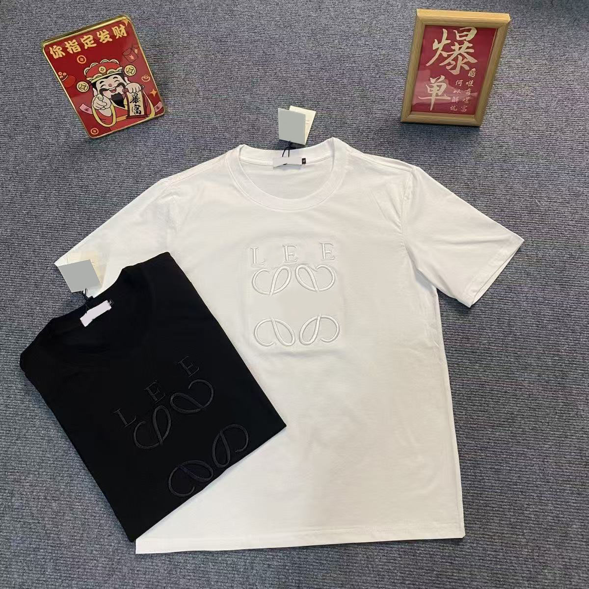 Summer Men Solid Color T Shirt, Round Neck Chest Letter Ring Embroidery, Breathable Cotton Casual Short Sleeve Shirt