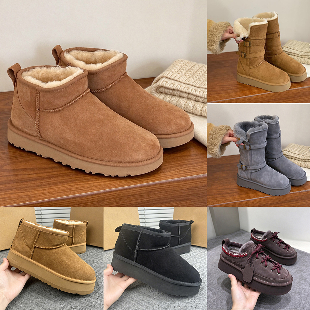 with box Designer AA2 Autumn/Winter Slippers Tazz Tasman Baotou Slippers Winter Women Men Non slip Tape Plush Soft Padded Slippers Size 35-44