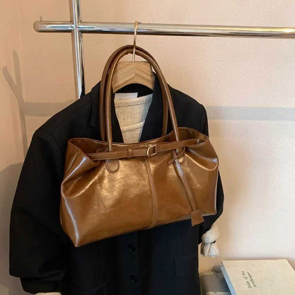 Designer Shoder Style Vintage Totes Korean Bag Tote Bag Solid Color Large Capacity Handbag PU Leather Large Capacity Underarm Packs Wen J261016
