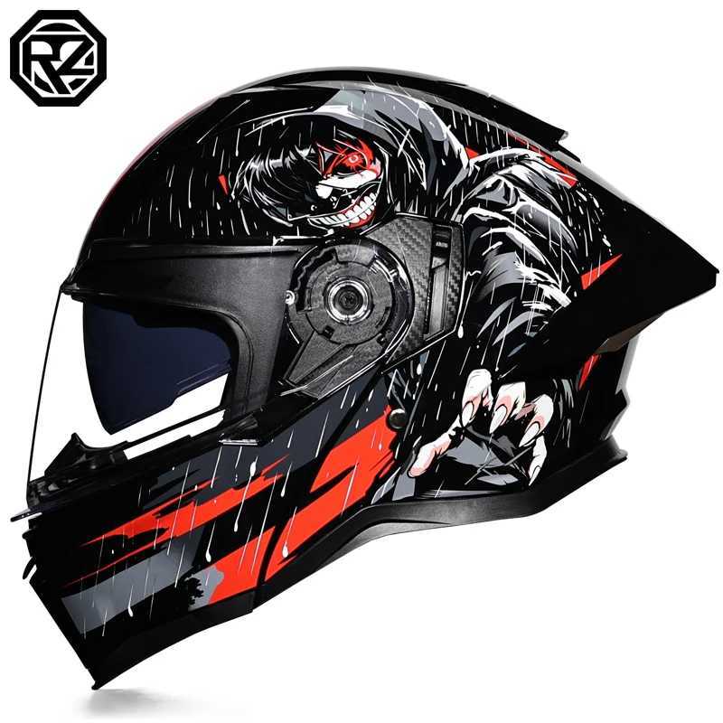 Fiber Carbon ORZ Modular Forged Motorcycle Helmet Flip Up Full Face Helmet Dual Visor DOT Approved Motorbike Racing Helmet For A M261014