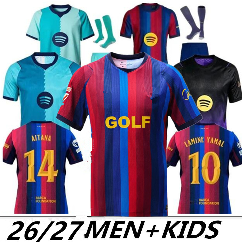 Barcelone 26 27 maillot domicile kit LAMINE YAMAL PEDRI GAVI Maillot de football RAPHINHA Camiseta De Football Chemise KOUNDE F. DE JONG FERMIN O