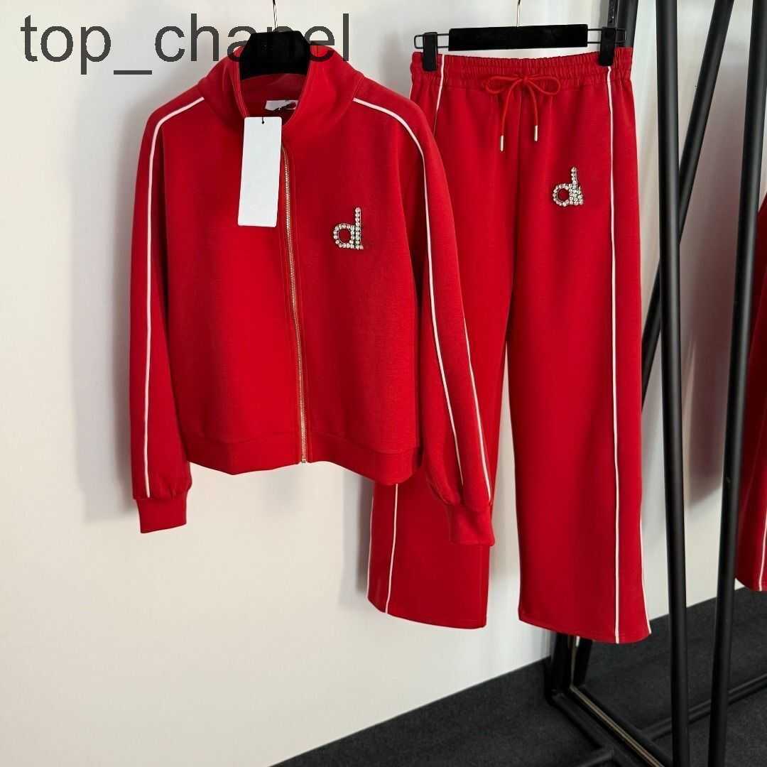 Tracksuit women designer tracksuit set spring women gem rhinestone s high quality stand collar sports coat and long twinset 2 pcs pants suit set SML
