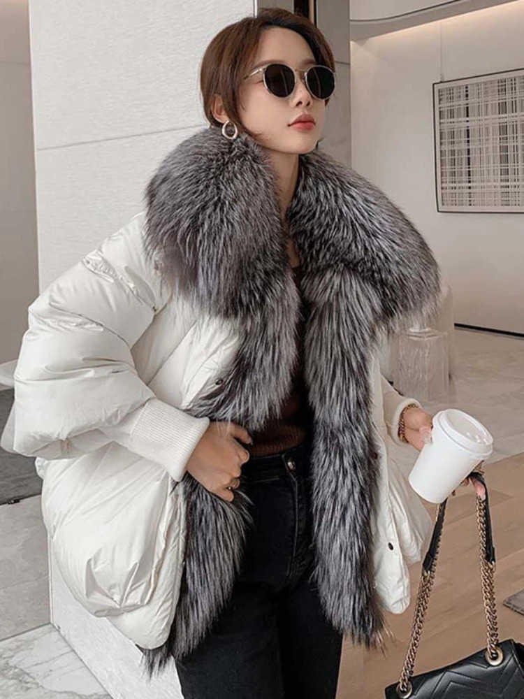Autumn 2025 90 Winter Goose Down Jacket Warm Women Coat Fur Collar Thick Outerwear S261014KHGF