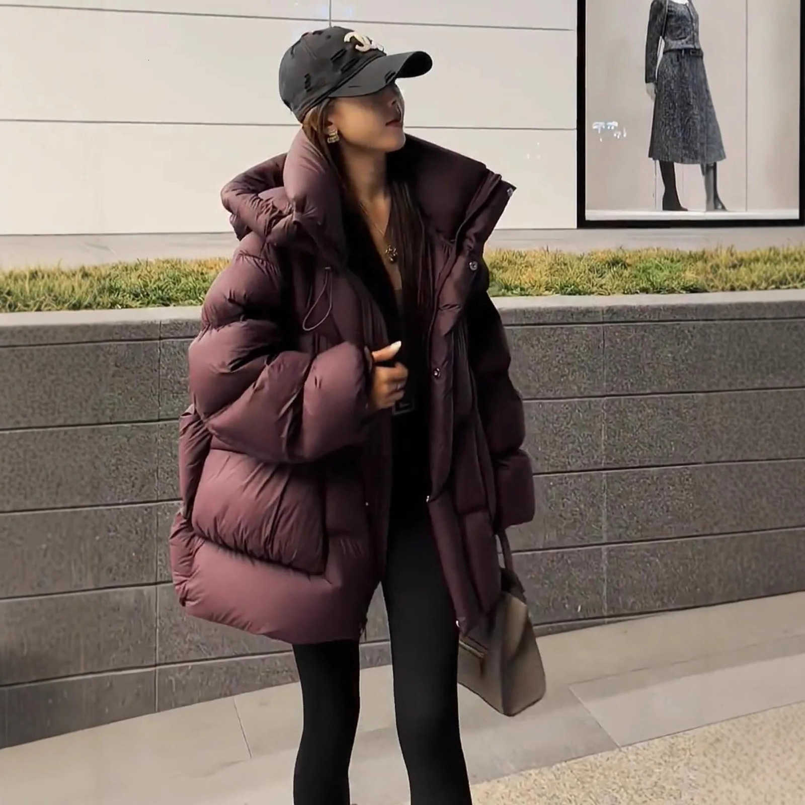 Winter 2025 Hooded Large Warm Puffer Coat Women Mid Length White Duck Down Jacket Parka Outwear S261014BU7D