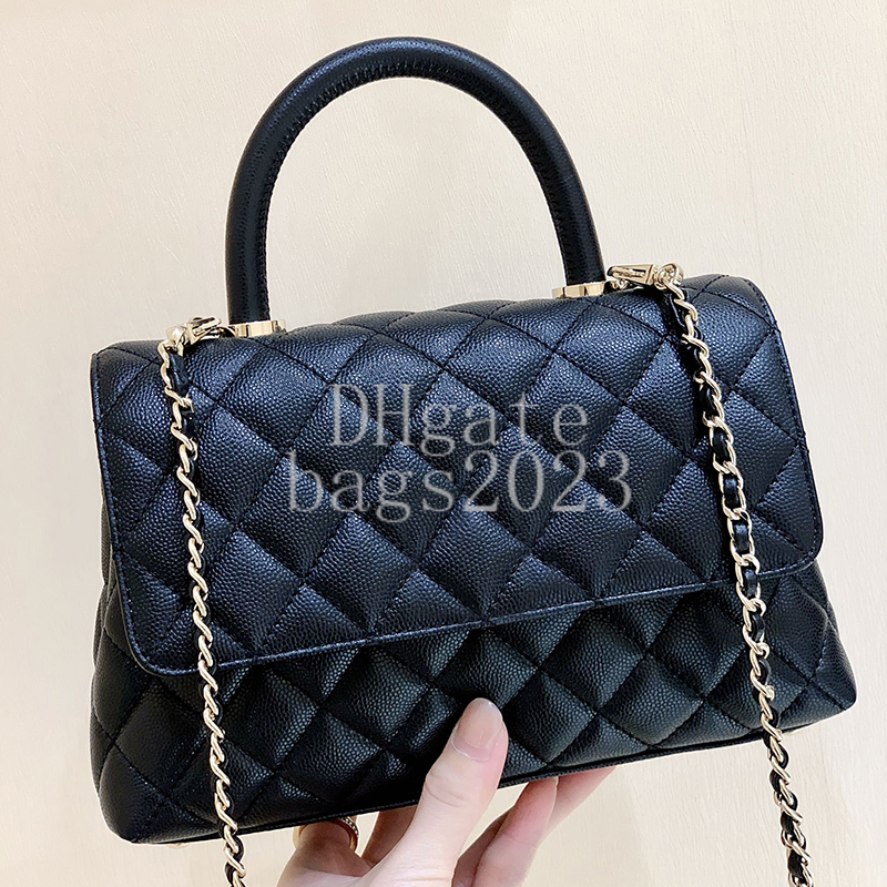 Flap Bag with Top Handle 24CM Master quality Designer bag Grained Calfskin Chain shoulder crossbody bag Luxury Evening Bag with Gift Box X044C