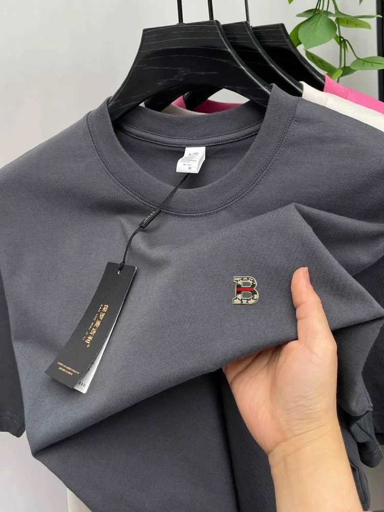 High quality 100% cotton T-shirt designer brand letter embroidery fashion summer breathable round neck men's short sve top Q261015