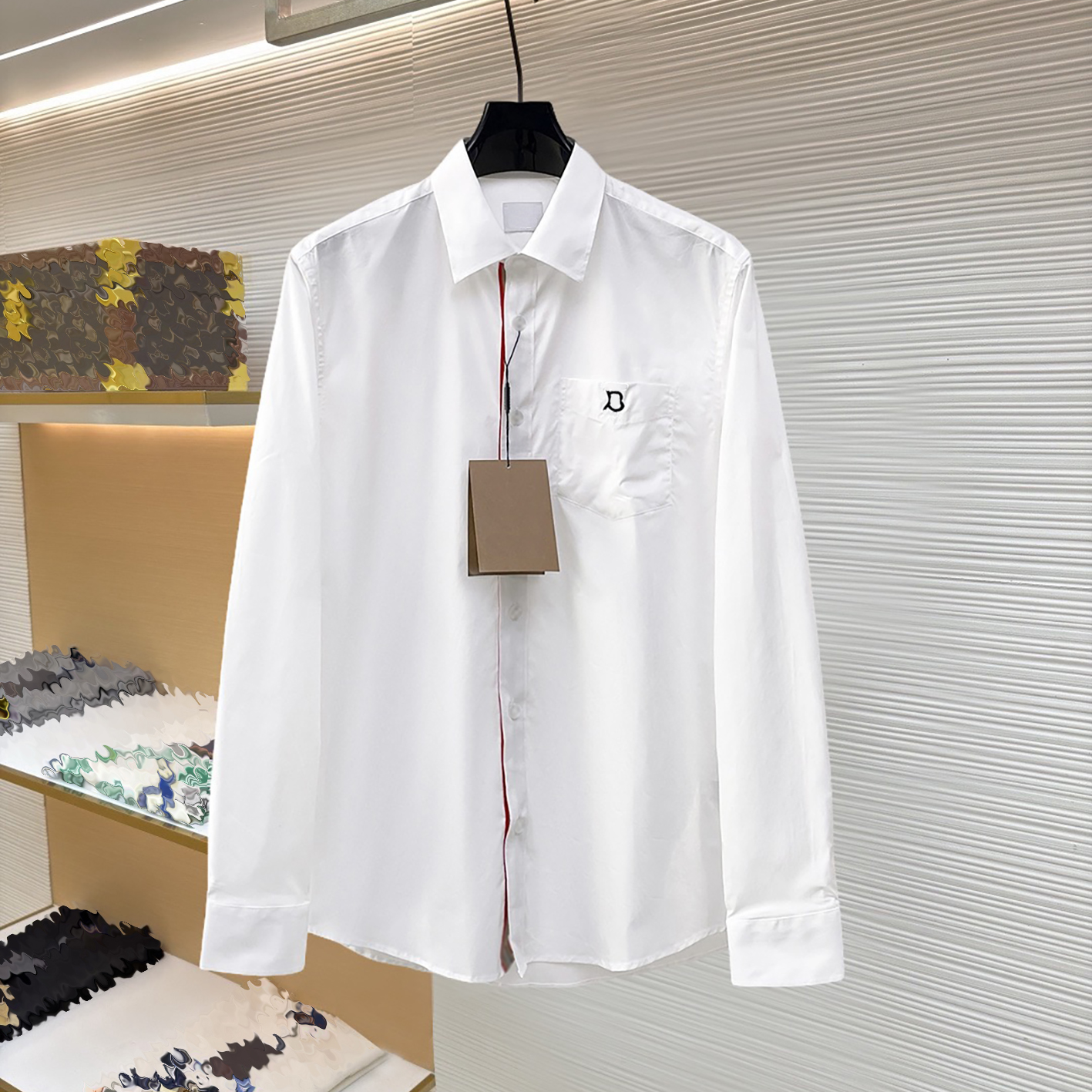 Vêtements de marque de créateurs, chemise pour hommes de haute qualité, chemise d'affaires pour hommes, texture de luxe légère, chemise en popeli