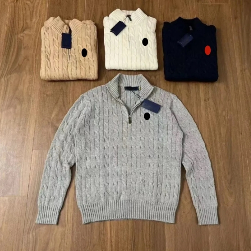 Designer Polo Sweater Men Cashmere Sweater Embroidery Womens pull Quarter Zip Jumper Wool Knit Cardigan Wweaters Femme Jackets Long sleeve