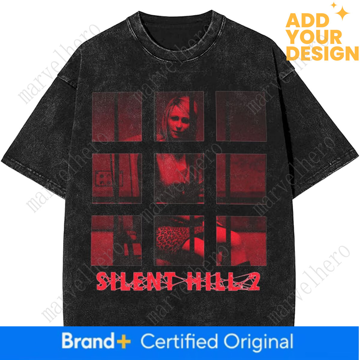 Vintage Washed T Shirt Silent Hill Graphic T Shirts Oversized Short Sleeve Tee Shirt Men Women Clothing Tshirt
