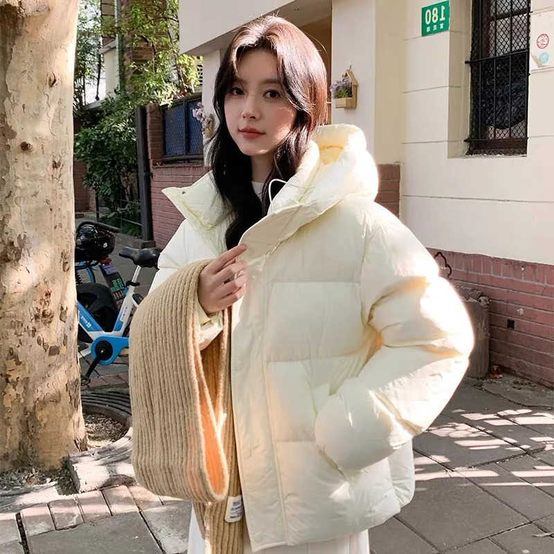 Milk 2025 Beige Womens Short Down Jacket Winter Small Edition 90 White Duck Solid Color Coat S261014MYPA