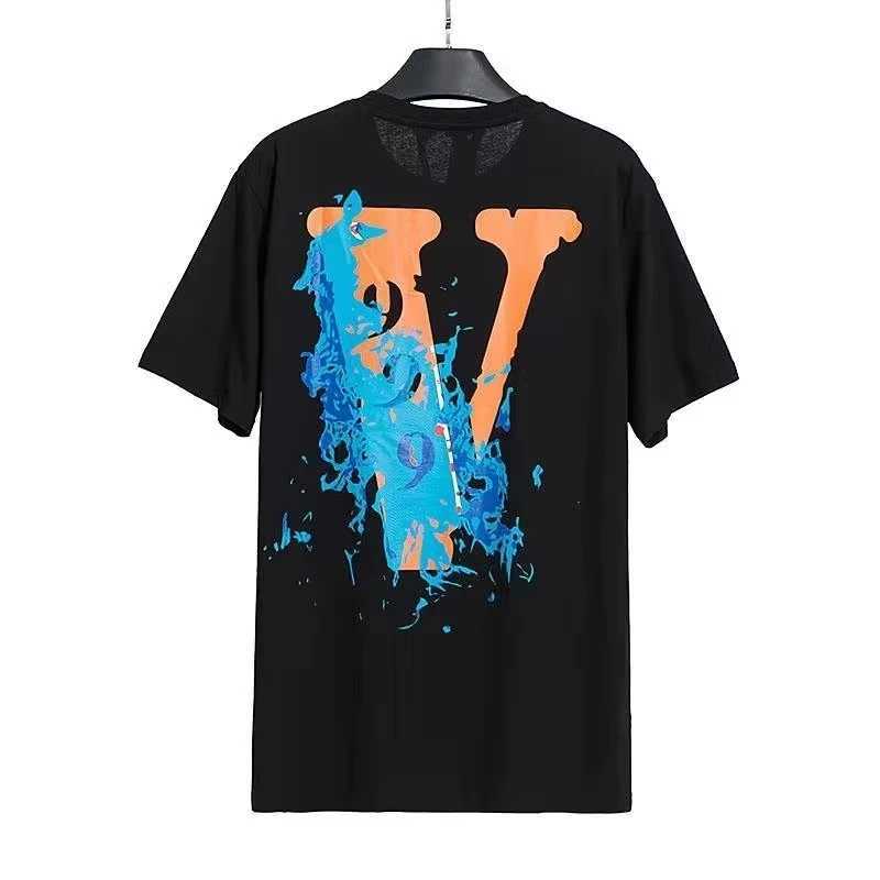 2026 Spring and Summer New V Letter Printed Short Sve Women's Cotton Crew Neck Women Pure Cotton T-Shirts New Q261015
