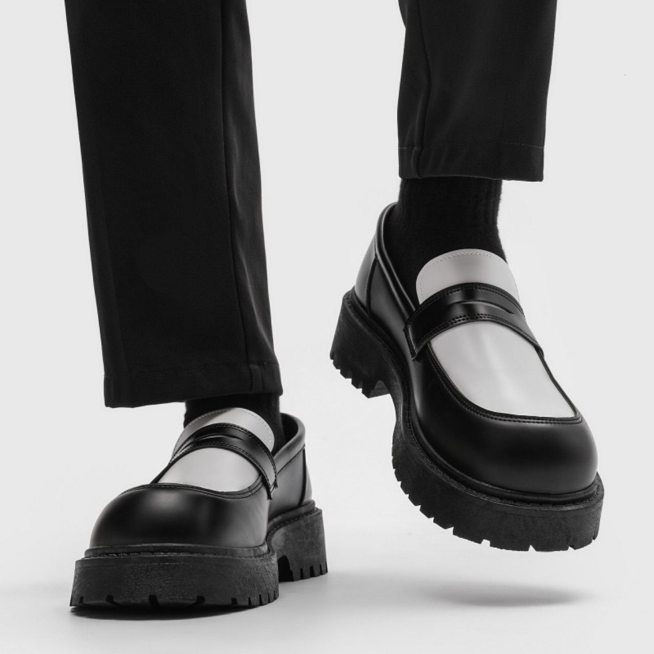 New men's casual workwear high-top thick-soled elevated slip-on shoes