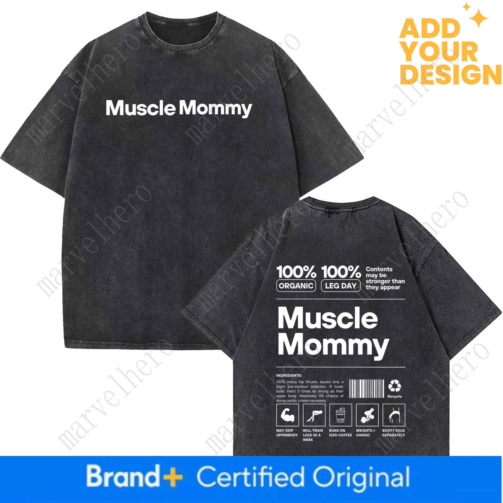 Funny Muscle Mommy Gym Vintage Washed T Shirts Men Women Fashion O Neck Short Sleeve T Shirt Casual Oversized Tshirt