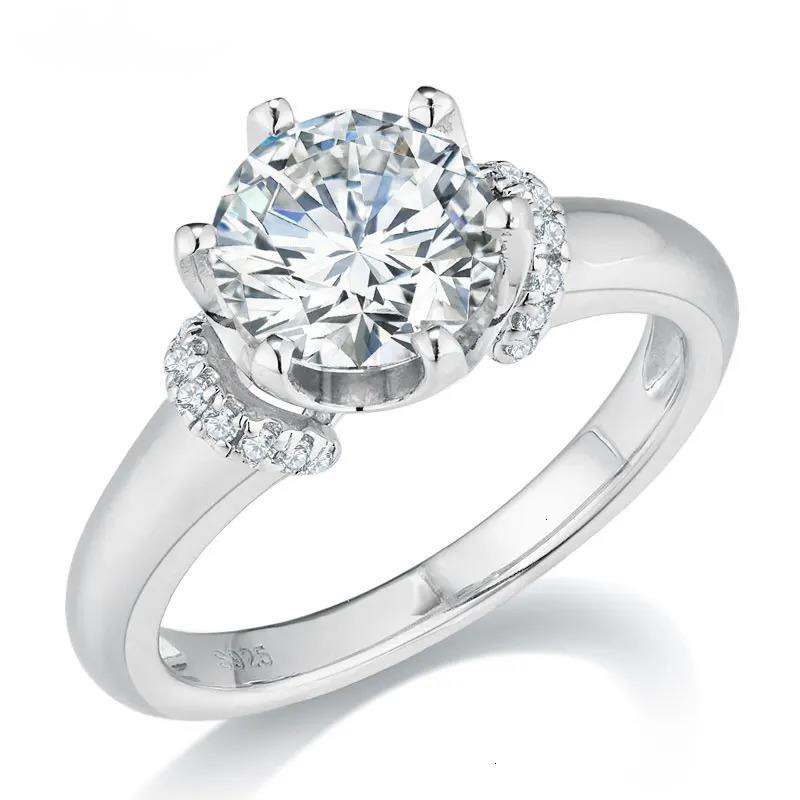 DEZO Total 2.5ctw All Moissanite Engagement Rings For Women Anniversary Solid 925 Silver Round Cut VVS D Color GRA Certificate