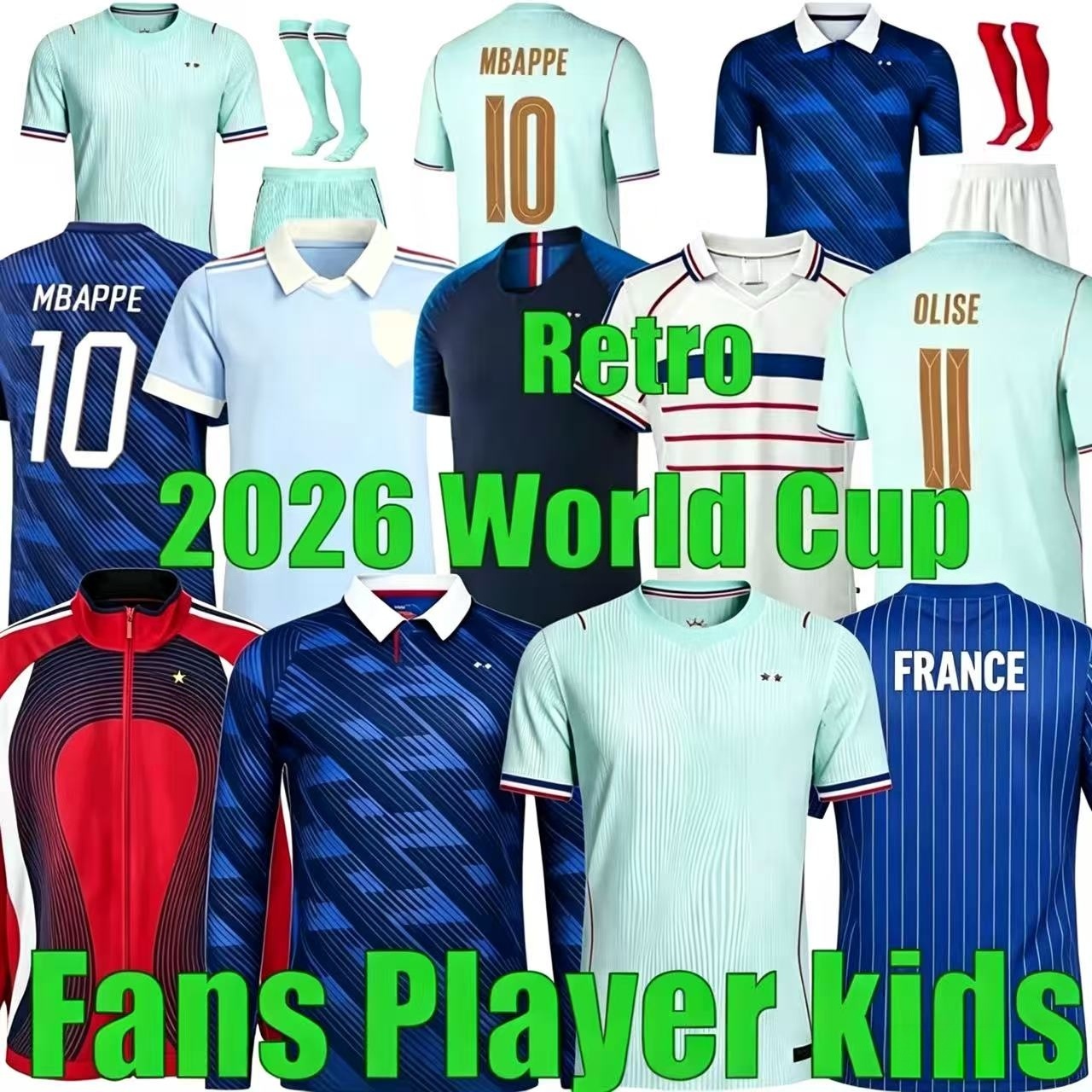Maillot Frankreich Weltmeisterschaft Fußballtrikots MBAPPE GIROUD GRIEZMANN DEMBELE EKITIKE OLISE ZIDANE Unisex Frankreich Retro 98 06 18 20 22 Fußb