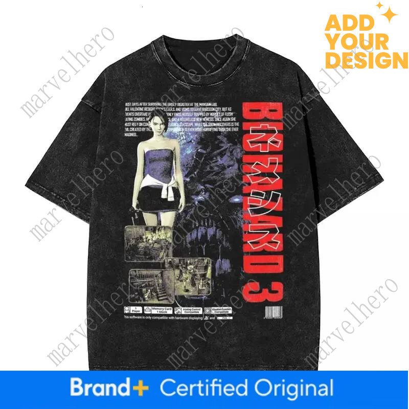Residents Evils Biohazard T Shirt Washed Short Sleeve Harajuku T Shirts Horror Game Fashion Men Women Graphic Tops Tees