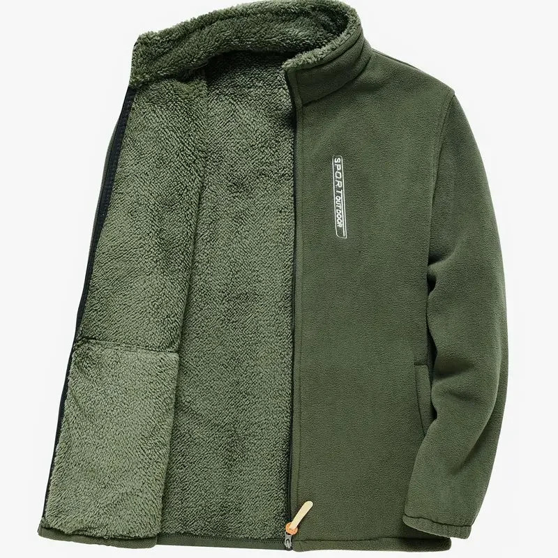 Mens Fleece Zip Up Outerwear Zipper Fleecelined Stand Collar Thickened Outdoor Jacket Windproof Polar Fleece Coldproof Jackets 261014
