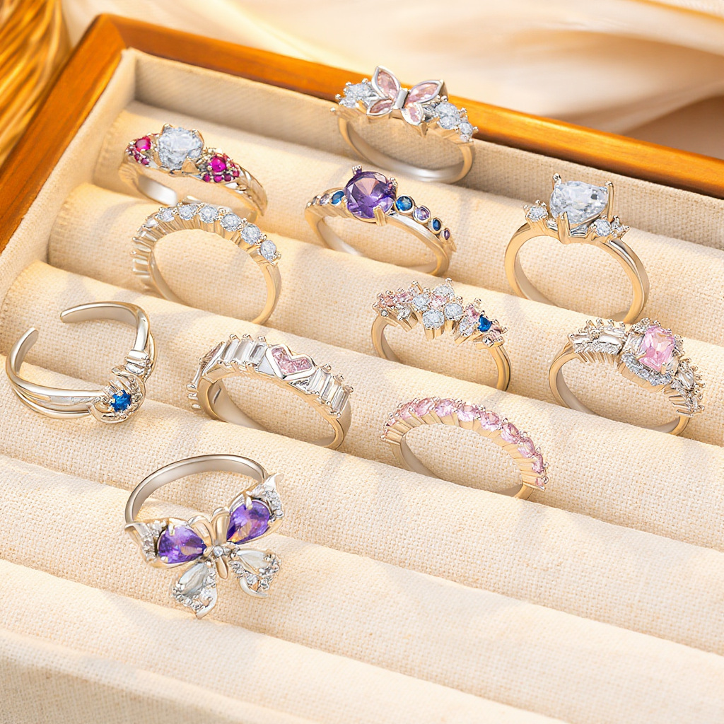 Dreamy, Ultra-Shiny, Exquisite Copper Micro-Inlaid Full-Diamond For Girls, French-Style Light Luxury, High-End, Ultra-Fairy And Stunning Open Ring