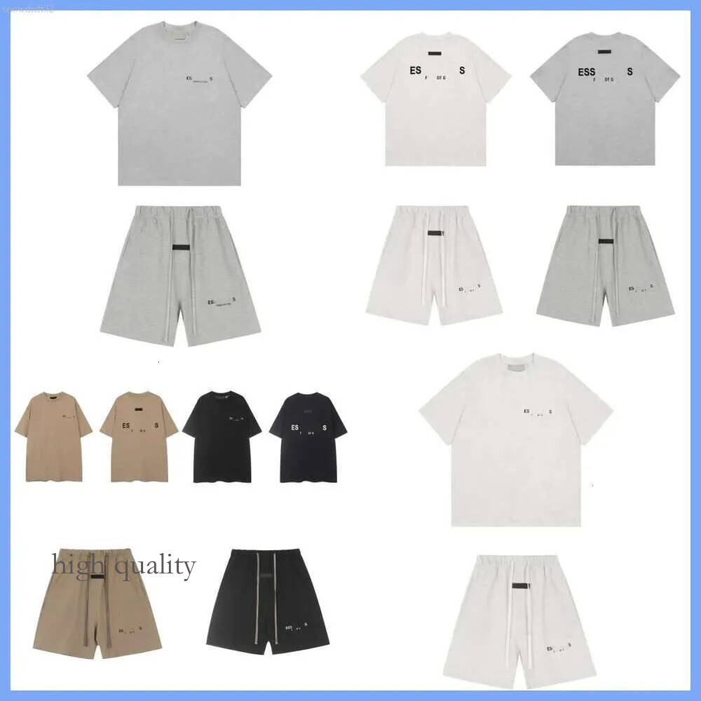 Designer Essentailsshorts T Shirt Summer Cotton High Street Letter Short-Sleeved Essential T-Shirt Casual Luxurious Mens Suit Letter-Printed Shorts
