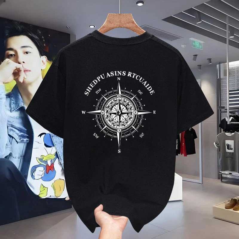 Compass Short-Sved Men's Summer American Streetwear Pure Cotton Loose Cool and Stylish T-Shirt for Men and Women Q261015