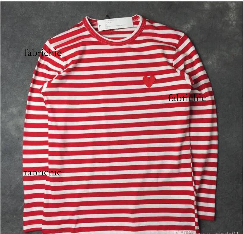 Commes Dely Garson Long Sleeve Play T Shirt Designer Fashion High Quality Luxury Trend Casual Stripe Outfits Long Sleeve Round Red Heart Shirts 32e