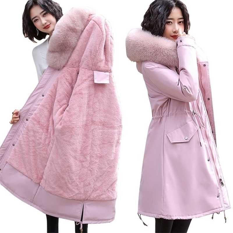 Velvet Winter Lining Warm Womens jacket Winter Parkas Female Slim Belt Down Jacket Thicken Winter Hooded Coat 201125 S2610146R9P