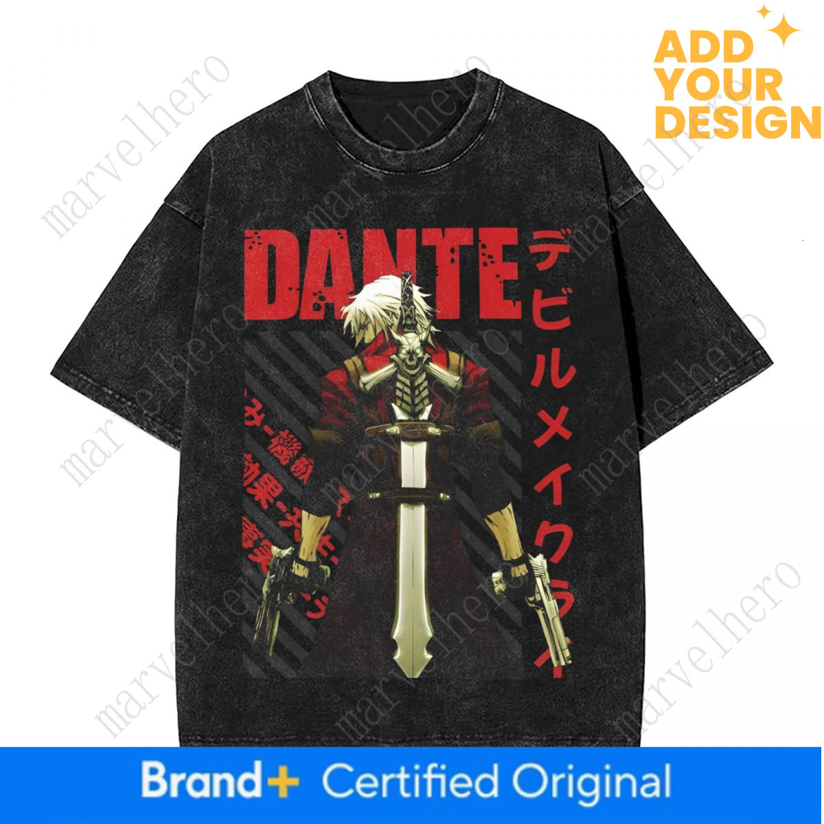 Devil May Cry Dante Sparda T Manga DMC Graphic T Shirts Vintage Washed Tshirt Men Women Clothing Short Sleeve Tee Shirt