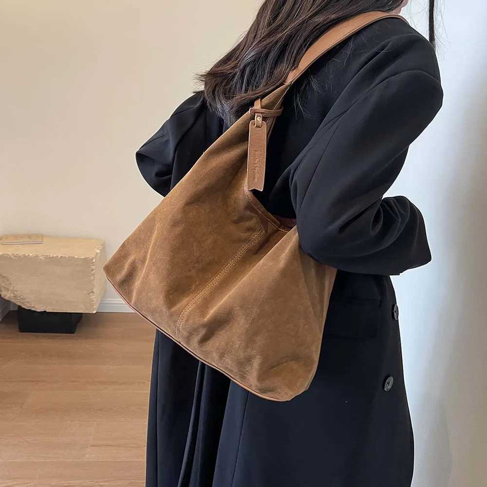 Designer Vintage Winter Totes Wen's Autumn Bag Large Capacity Suede Shoder Bag Solid Color Simple Casual Cmuter Bag Handbags J261016