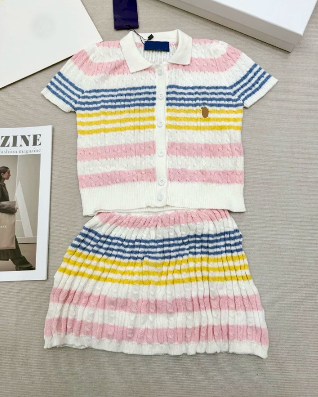 Enfants Deisgner Vêtements Bébé Girks Deux Pièces Robe Jupe Ensemble Pull En Tricot Doux Arc-En-Princesse Robes Style Coréen Enfants Vêtements En