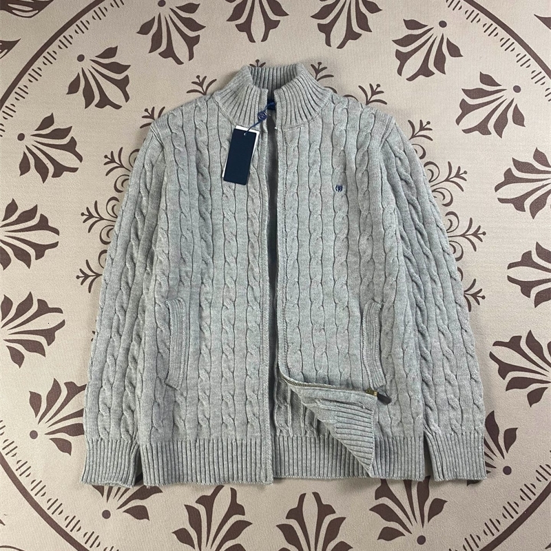 Pulls pour hommes Pull en tricot torsadé d'automne et d'hiver avec détails brodés doté d'un design chaud à fermeture éclair disponible pour les f