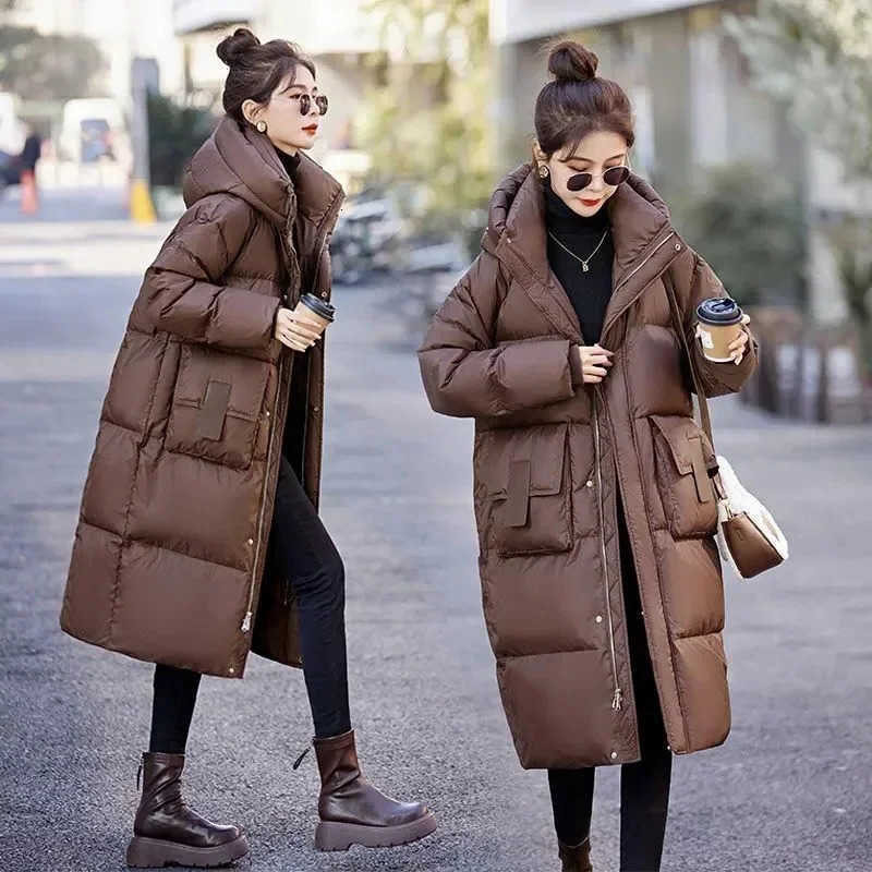 to Mid Long Down Jacket Length Winter Item Thickened Warm Versatile Jacket Womens Solid Color S261014NWCH