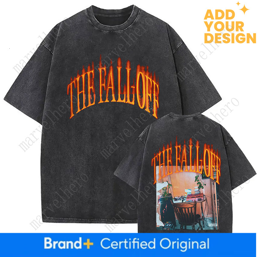 Vintage Washed J Cole The Fall Off Album Graphic T Shirts Men Women Gothic O Neck Fashion Oversized T Shirt Punk Streetwear