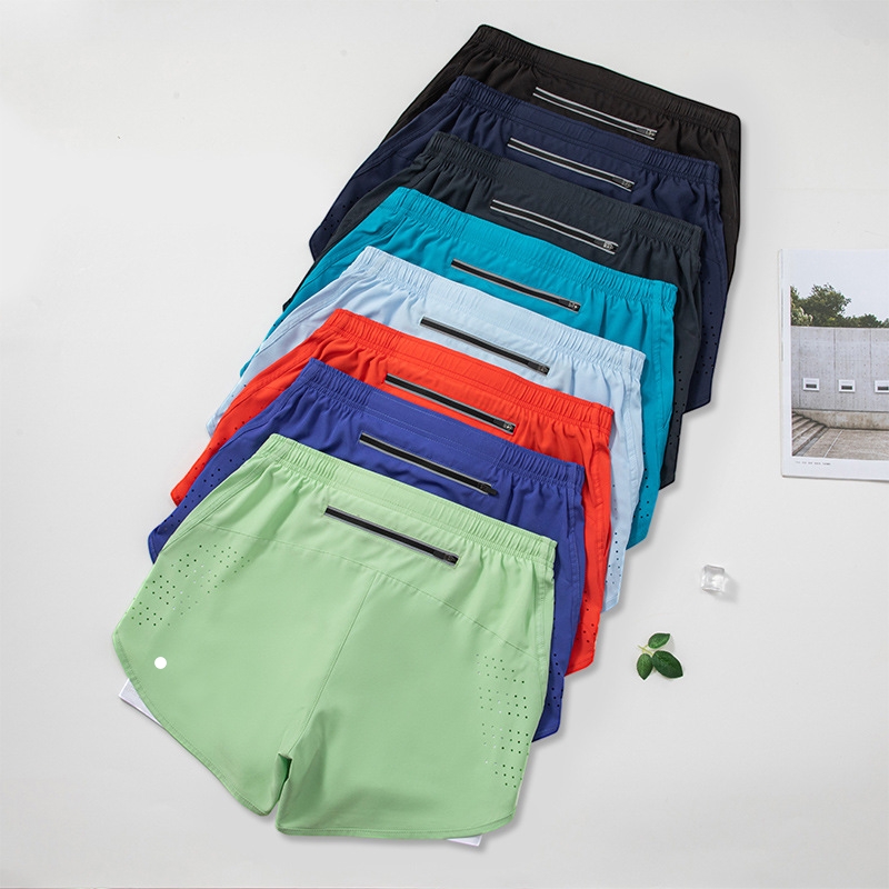 L6691 Men's Plus-Size Quick-Dry Sports Shorts Outdoor Running Casual Beach and Swim Shorts Double-Layer Workout Pants