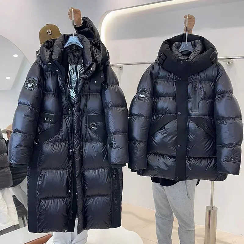 Winter Womens Down Jacket Hooded White Duck Coat Glossy Warm Thickened Long Short Puffer Windproof in Coats S261014M4YD