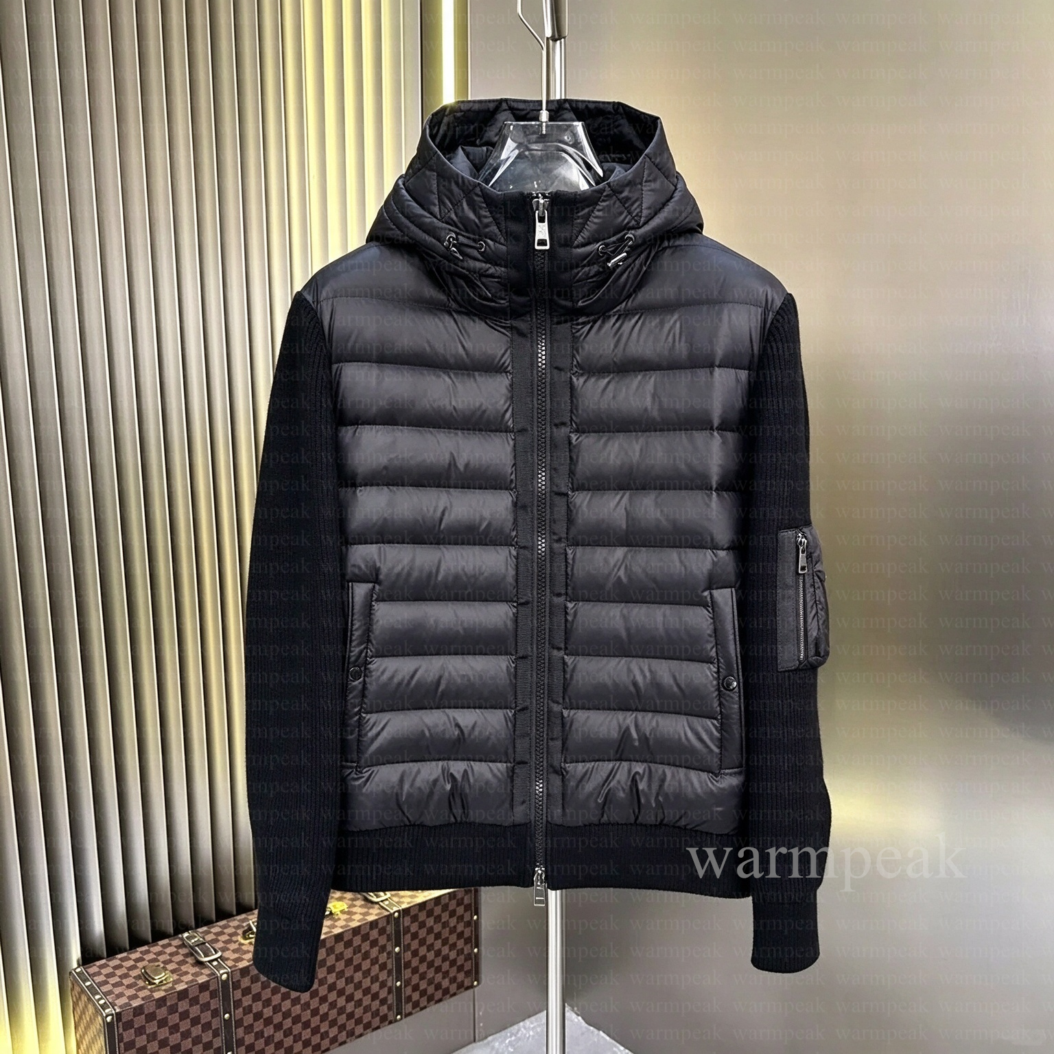 mens puffer jacket winter designer coat women down parkas stand collar knitted splicing sweater lightweight down jacket Fluffy womens Coat Sweater S