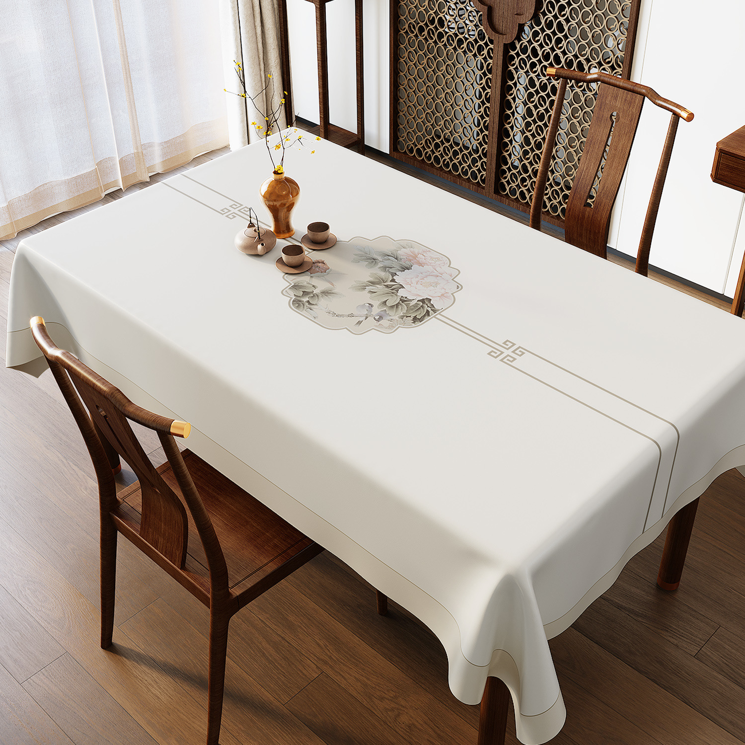 Nappe de Table rectangulaire personnalisée, nouveau Style chinois, imperméable, résistante à l'huile et facile à nettoyer, YL-39333