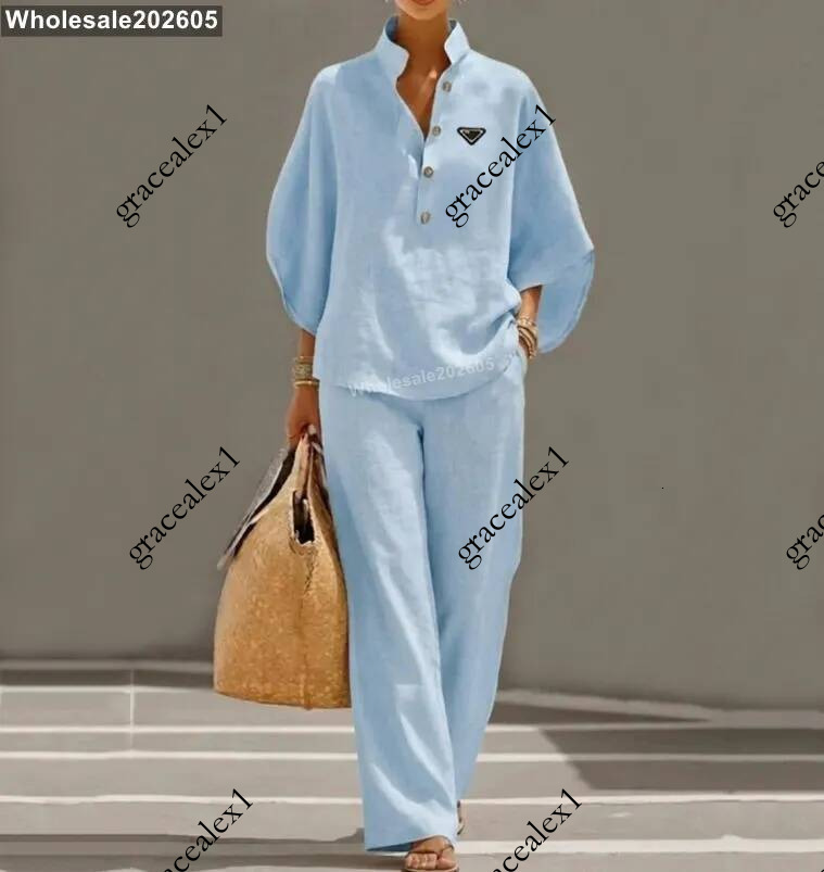 Shirts 2 Set Loose Blouses and Pants Spring Summer Female Shirt Outfits Brand Designer Clothes Women Two Piece Sets
