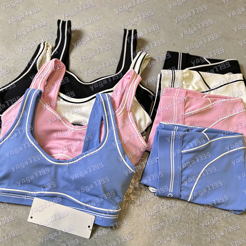 Ensemble de yoga pour femmes, soutien-gorge et leggings sans couture, pantalon taille haute, combinaison d'entraînement, rayé élastique, respiran