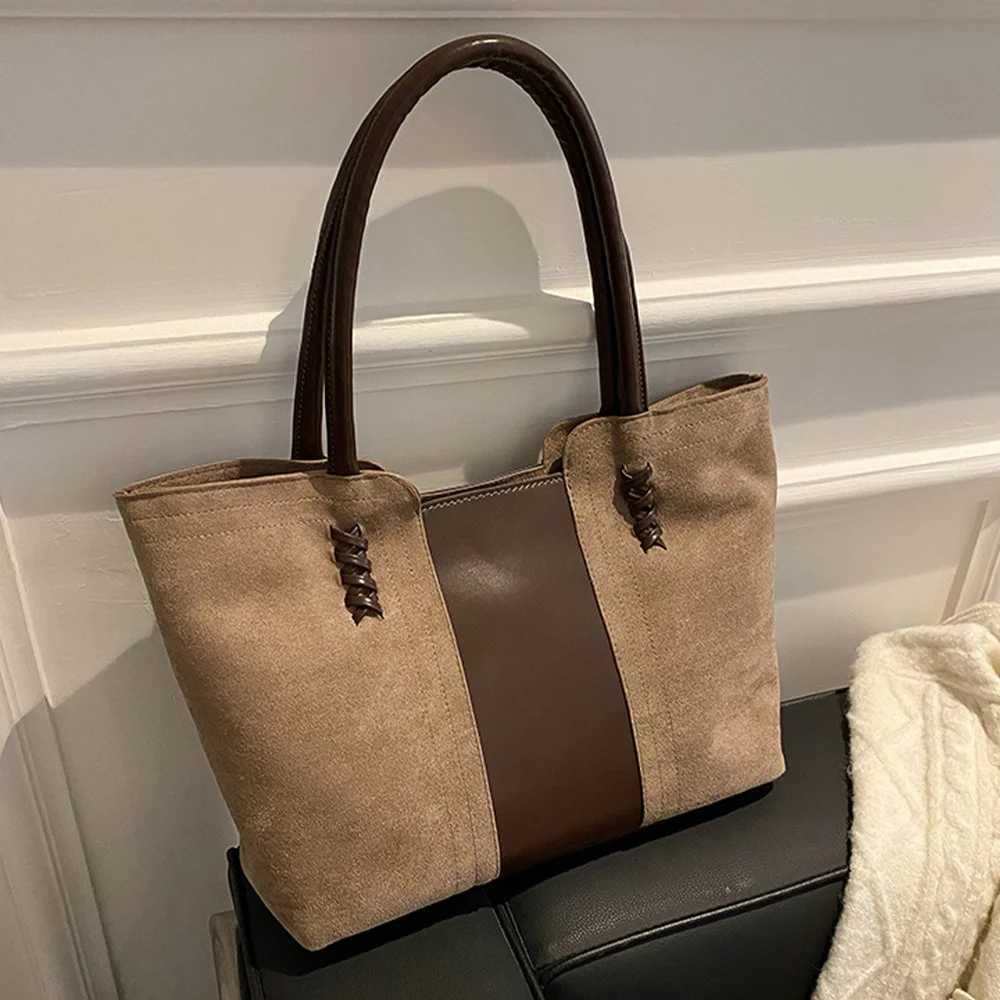 Designer For Totes Suede Surface Handbag Wen's Korean Fi Leisure Cmuting Handbag Vintage Color Collisi Splicing Tote Bag J261016