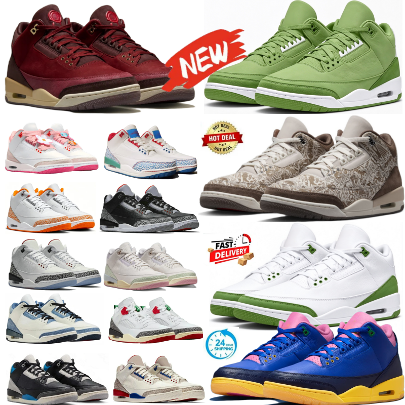 Laser 3 3s OG basketball shoes Bin 23 Chlorophyll True Blue Sail Black Matcha Pack men women Black Cat Cement Reimagined Orange Citrus mens trainers