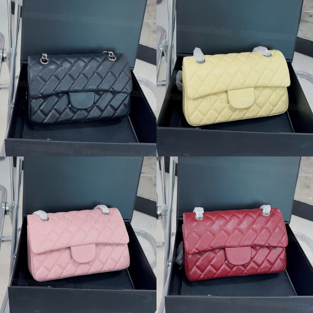 Women Classic Quilted Flap Shoulder Bag, Premium Leather Chain Crossbody Handbag, Multi Colors Fashion Daily Shoulder Purse for Ladies