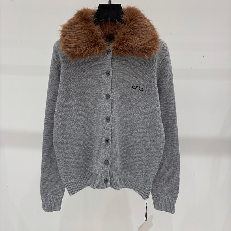 Fuzzy Lapel Neck Knit Cardigan Women Vintage Y2K Style Loose Fit Sweater Jackets Autumn Winter Warm Casual Daily Cardigan