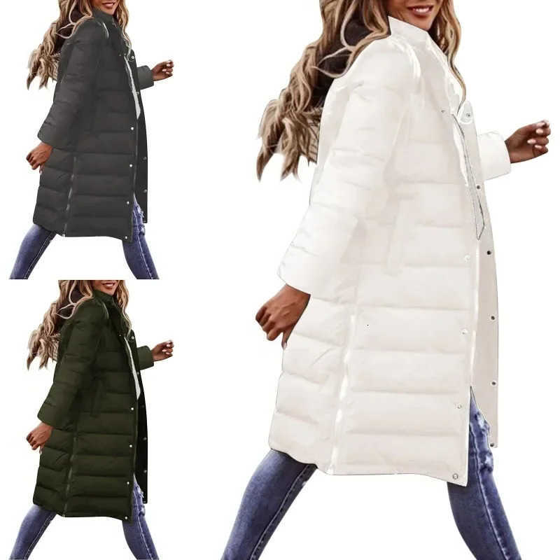 Long Womens Down Jacket With Hood Winter Warm Lightweight Autumn Coat Spraybonded Wadding S261014PVQ4